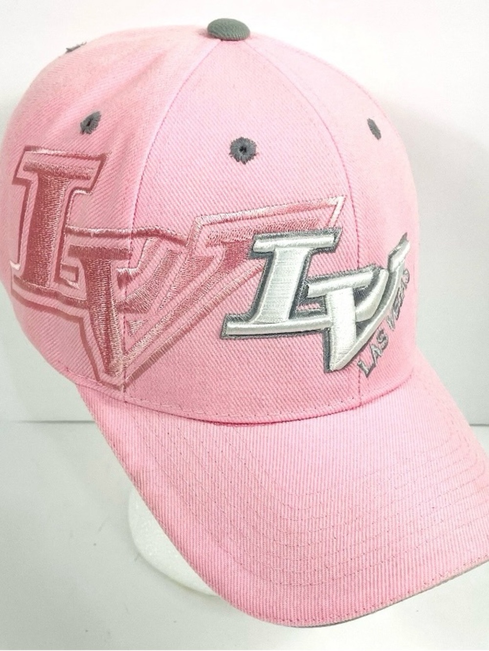 LV Las Vegas Pink Embroidered Baseball Strap Back Wool Blend Souvenir Hat Cap